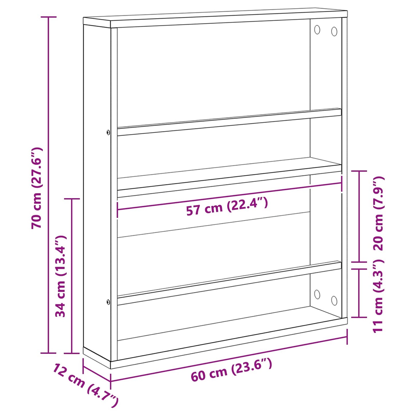 Magazin állvány Artisan tölgy 60 x 12 x 70 cm Szerelt Fa