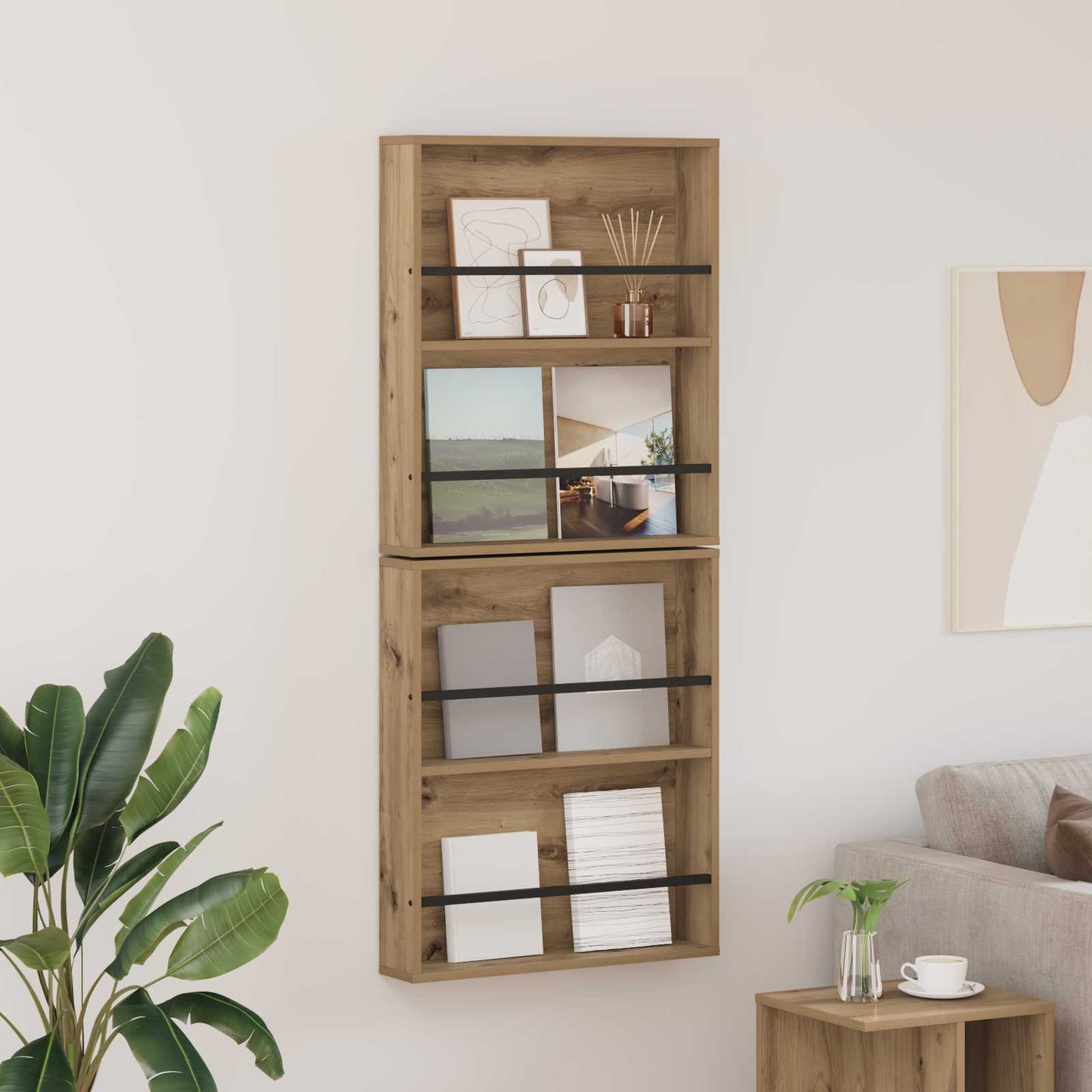 Magazin állvány 2 db Artisan tölgy 60 x 12 x 70 cm Szerelt Fa