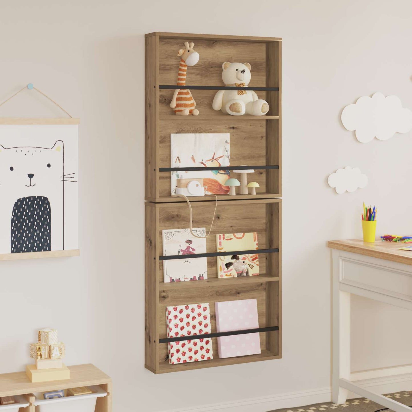 Magazin állvány 2 db Artisan tölgy 60 x 12 x 70 cm Szerelt Fa