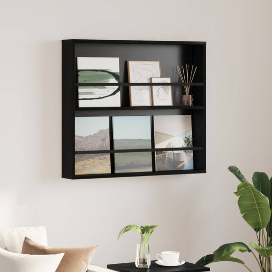 Magazin állvány polcokkal Fekete tölgy 80 x 12 x 70 cm Faanyag