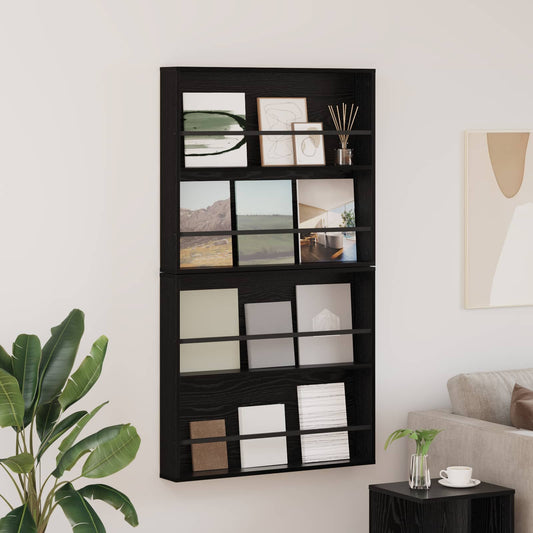 Magazin állvány 2 pcs Fekete tölgy 80 x 12 x 70 cm Faanyag