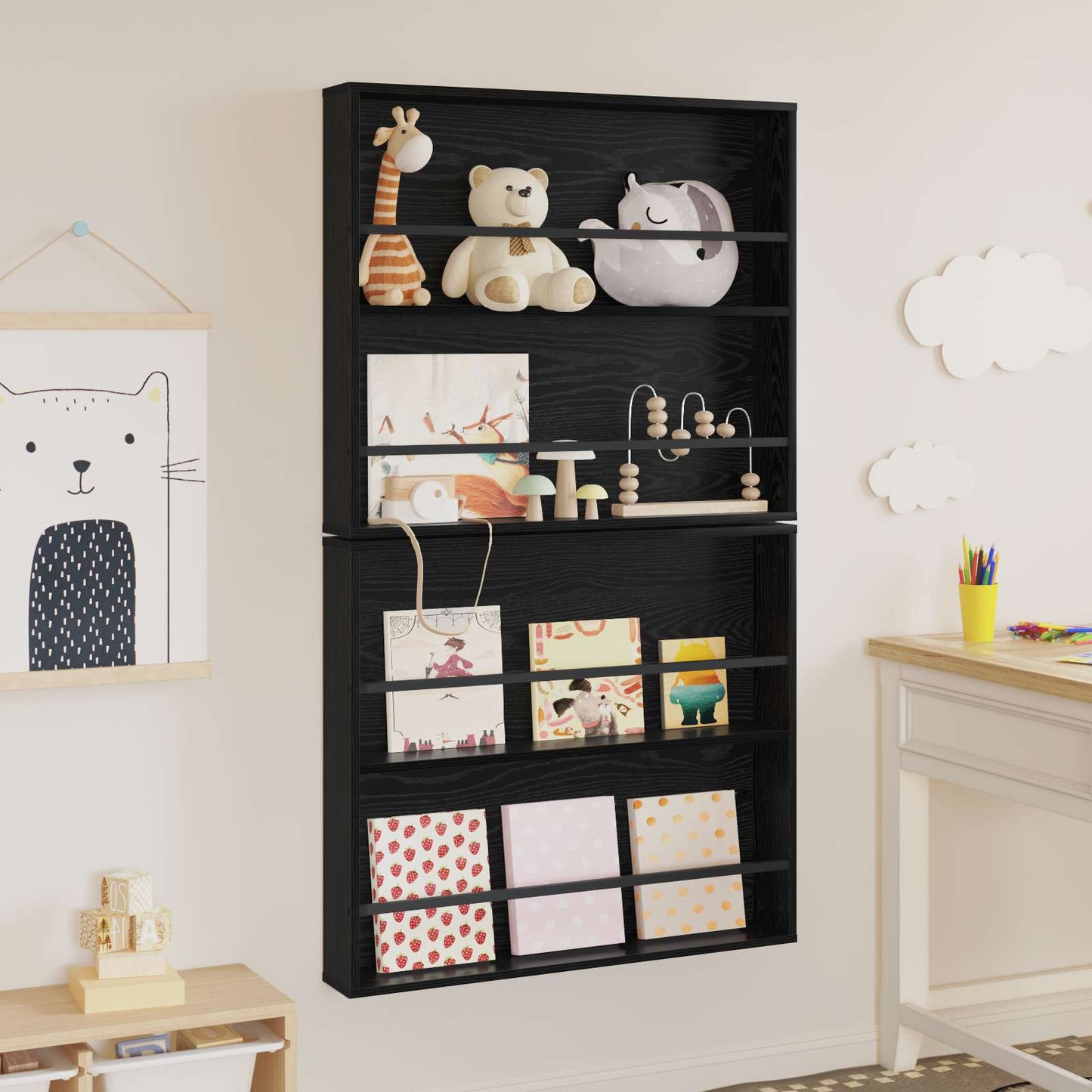 Magazin állvány 2 db Fekete tölgy 80 x 12 x 70 cm Szerelt Fa