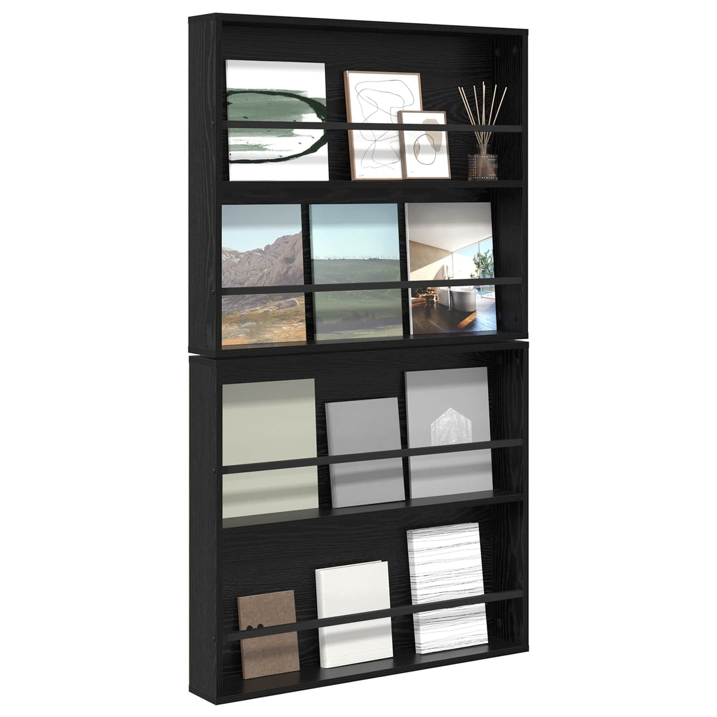 Magazin állvány 2 db Fekete tölgy 80 x 12 x 70 cm Szerelt Fa