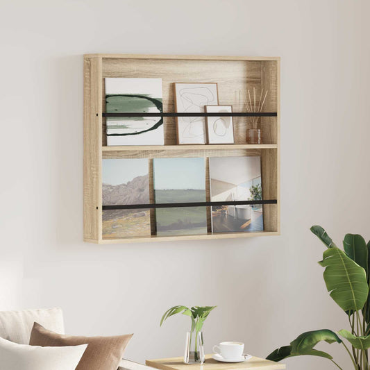 Magazin állvány polcokkal Sonoma tölgy 80 x 12 x 70 cm Faanyag