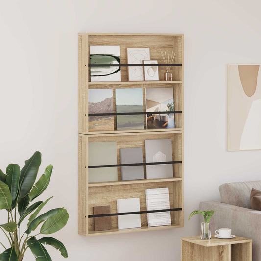 Magazin állvány 2 pcs Sonoma tölgy 80 x 12 x 70 cm Faanyag