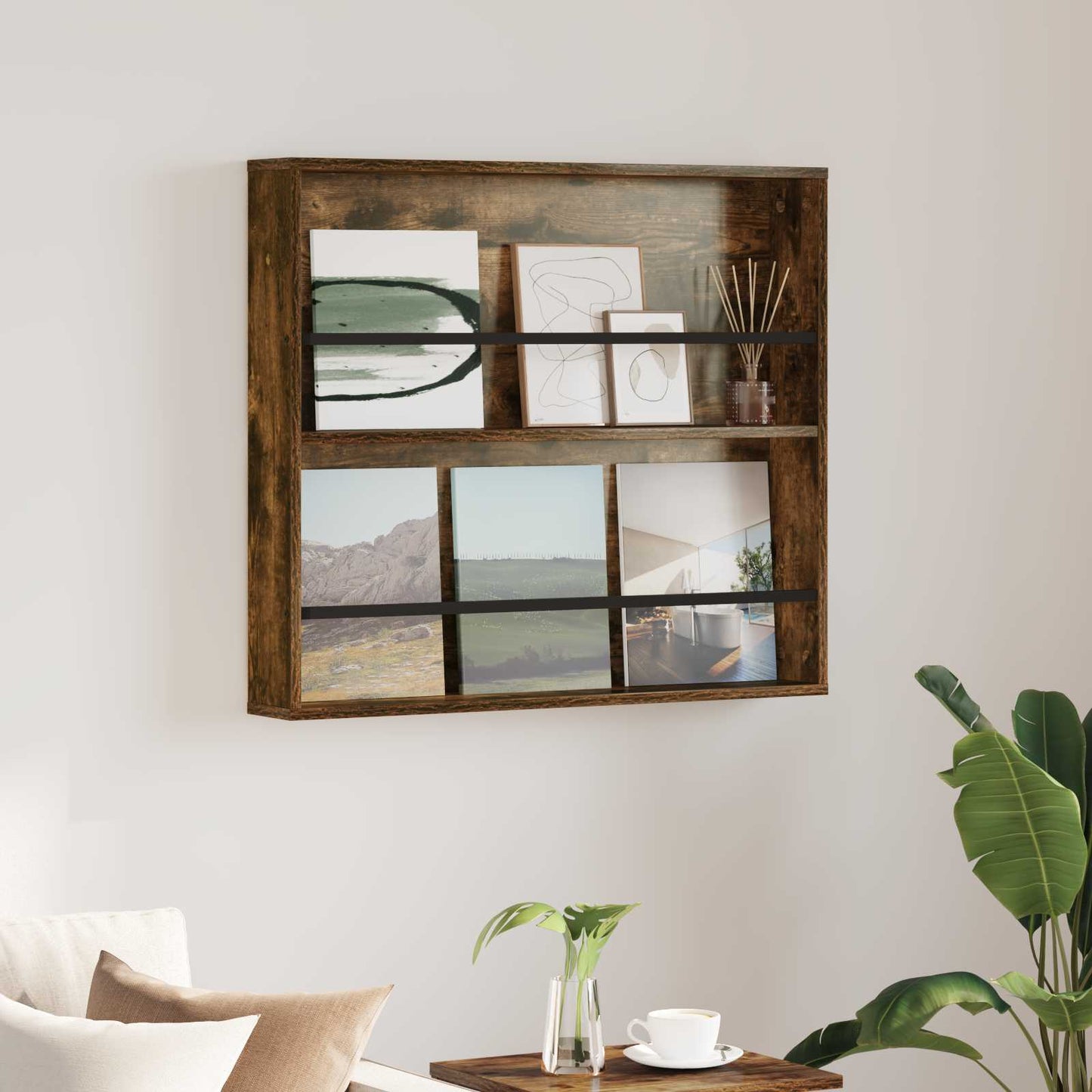 Magazin állvány Füstölt tölgy 80 x 12 x 70 cm Szerelt Fa