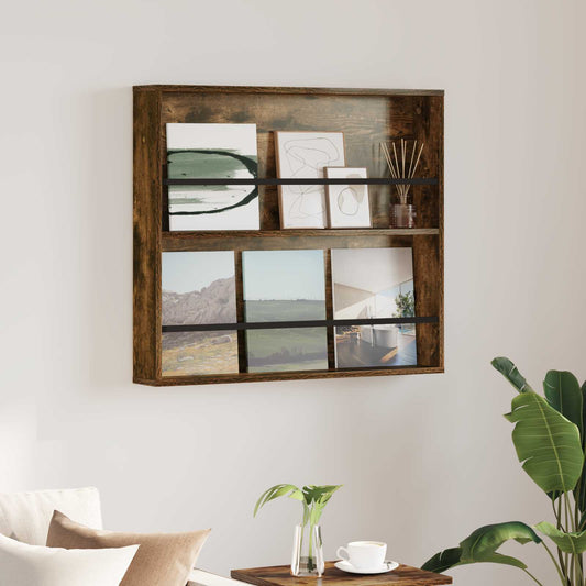 Magazin állvány polcokkal Füstölt tölgy 80 x 12 x 70 cm Faanyag