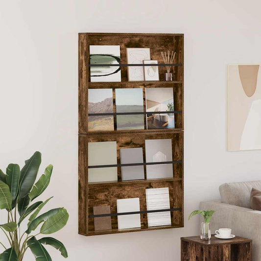 Magazin állvány 2 pcs Füstölt tölgy 80 x 12 x 70 cm Faanyag