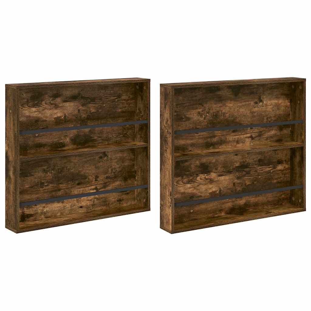 Magazin állvány 2 db Füstölt tölgy 80 x 12 x 70 cm Szerelt Fa