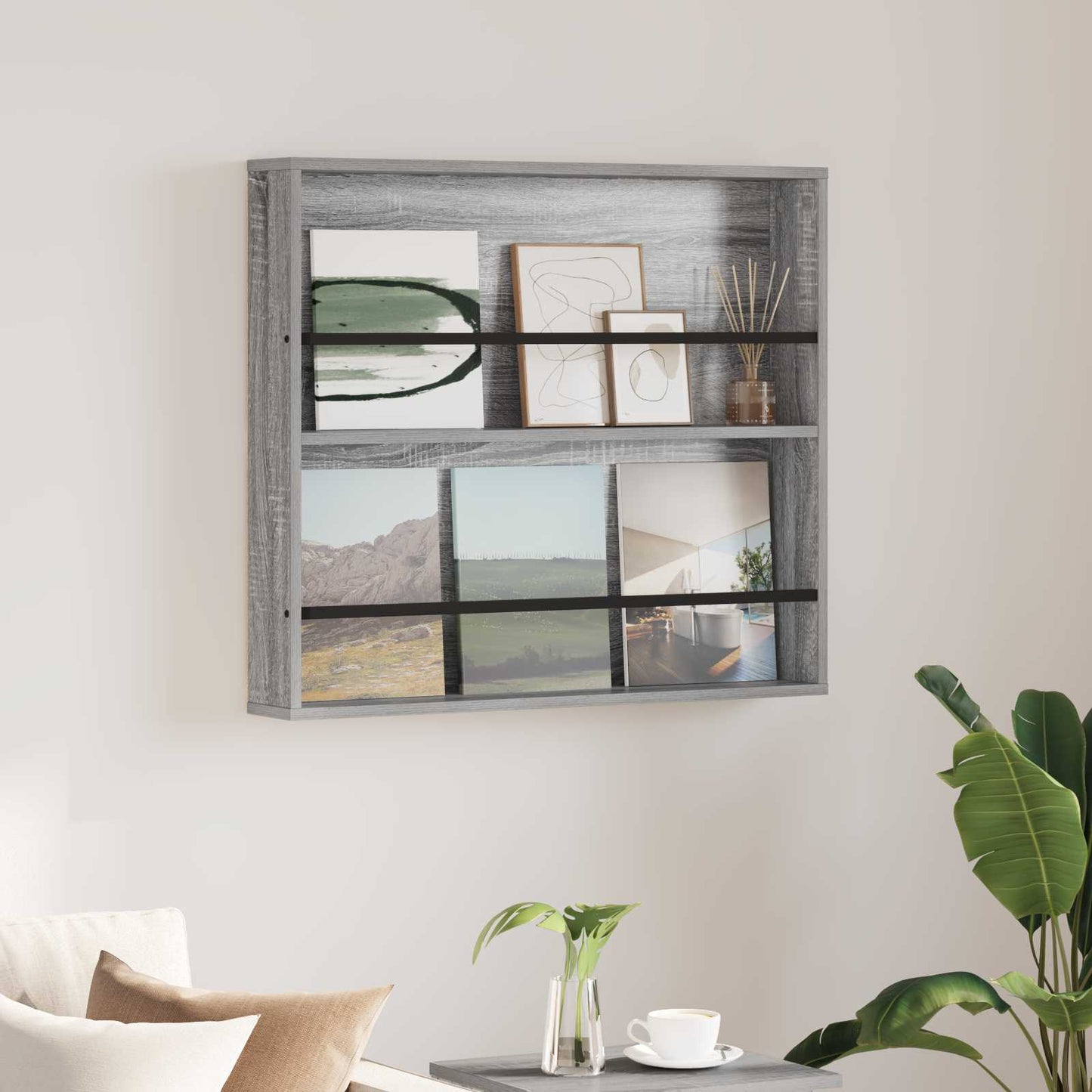 Magazin állvány Szürke Sonoma 80 x 12 x 70 cm Szerelt Fa