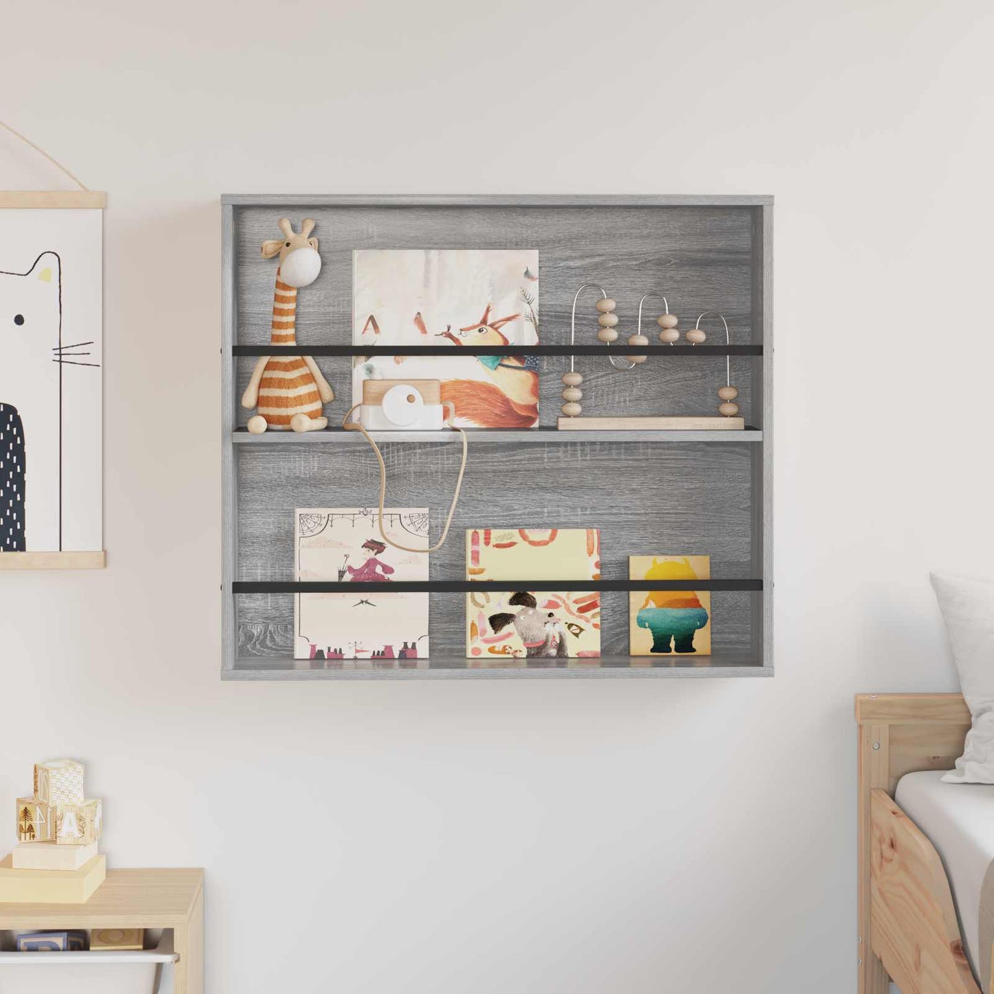 Magazin állvány Szürke Sonoma 80 x 12 x 70 cm Szerelt Fa