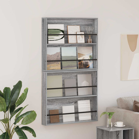 Magazin állvány 2 pcs Szürke Sonoma 80 x 12 x 70 cm Faanyag