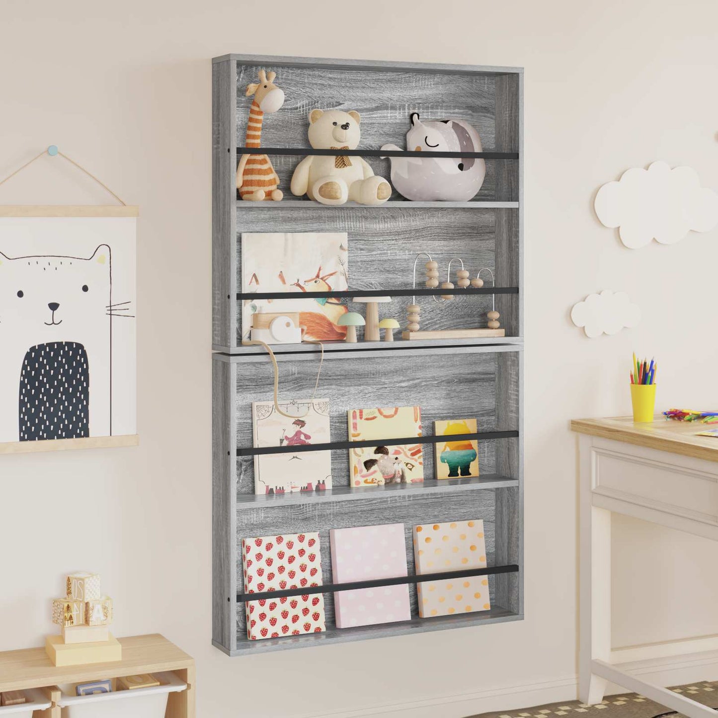 Magazin állvány 2 db Szürke Sonoma 80 x 12 x 70 cm Szerelt Fa