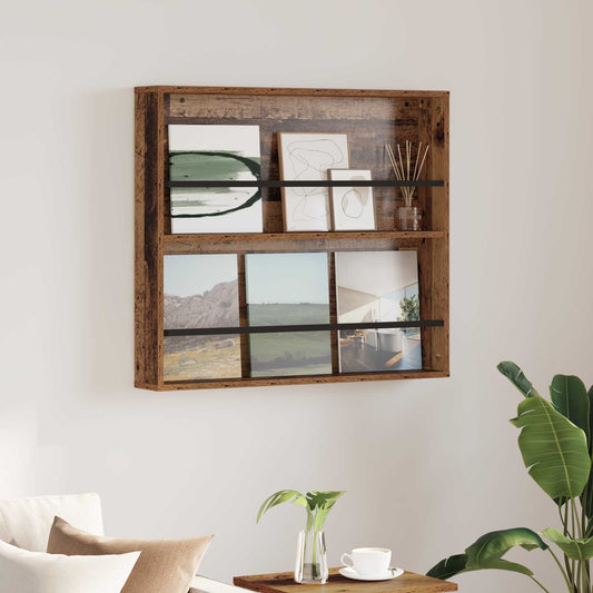 Magazin állvány polcokkal Öreg fa 80 x 12 x 70 cm Faanyag