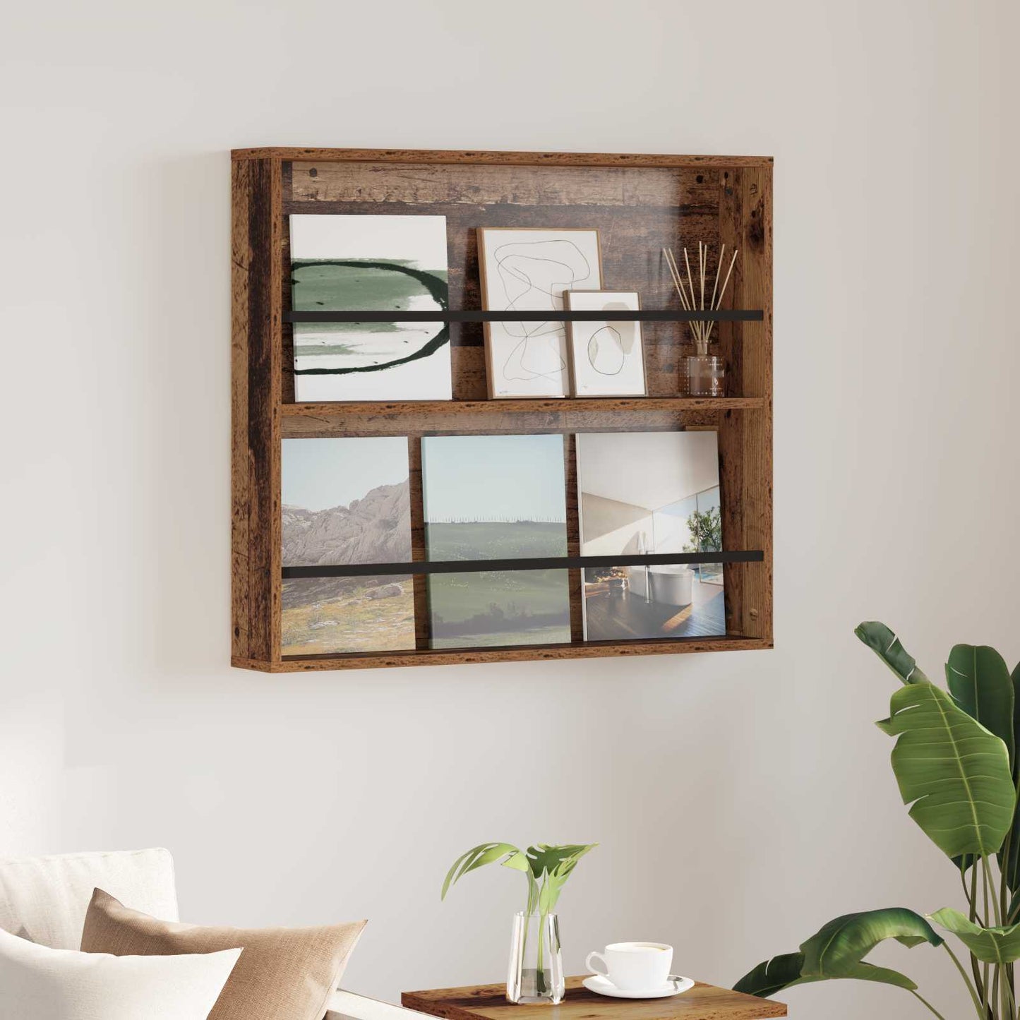 Magazin állvány polcokkal Öreg fa 80 x 12 x 70 cm Faanyag