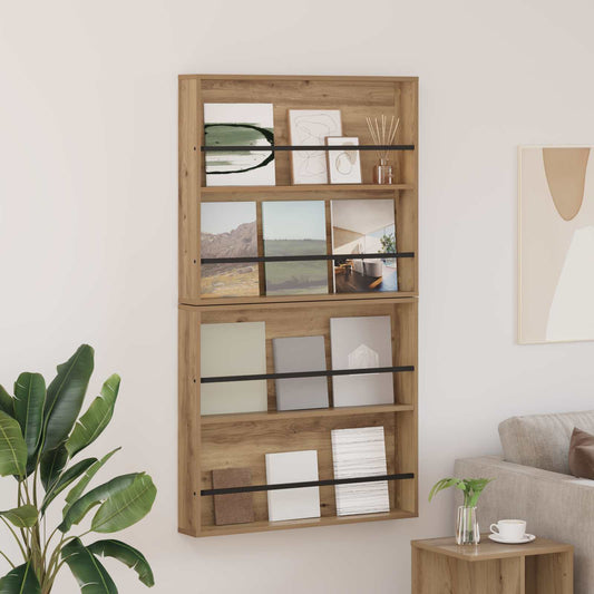 Magazin állvány 2 pcs Artisan tölgy 80 x 12 x 70 cm Faanyag