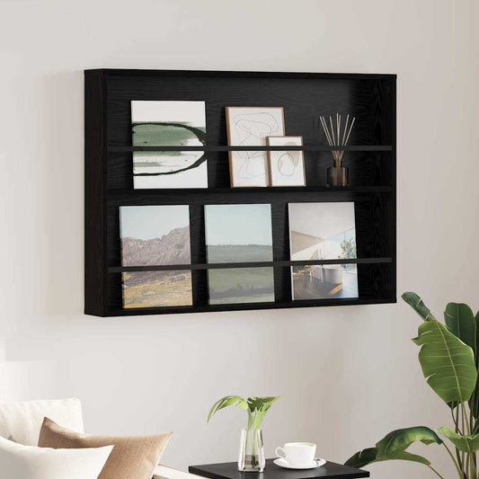 Magazin állvány polcokkal Fekete tölgy 100 x 12 x 70 cm Faanyag