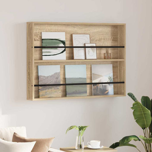 Magazin állvány polcokkal Sonoma tölgy 100 x 12 x 70 cm Faanyag