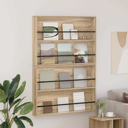 Magazin állvány 2 pcs Sonoma tölgy 100 x 12 x 70 cm Faanyag