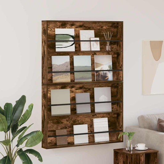 Magazin állvány 2 pcs Füstölt tölgy 100 x 12 x 70 cm Faanyag