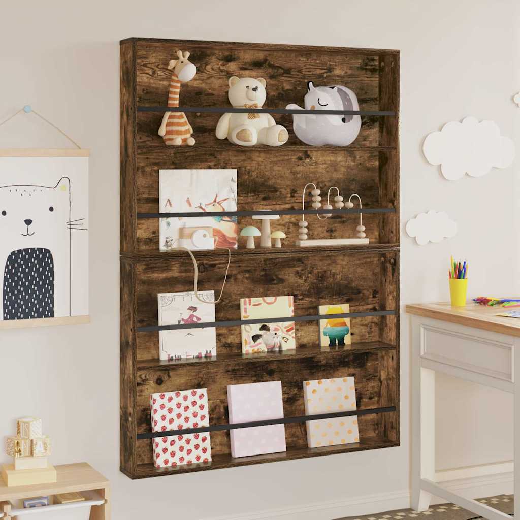Magazin állvány 2 db Füstölt tölgy 100 x 12 x 70 cm Szerelt Fa