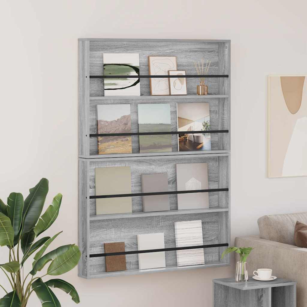 Magazin állvány 2 db Szürke Sonoma 100 x 12 x 70 cm Szerelt Fa