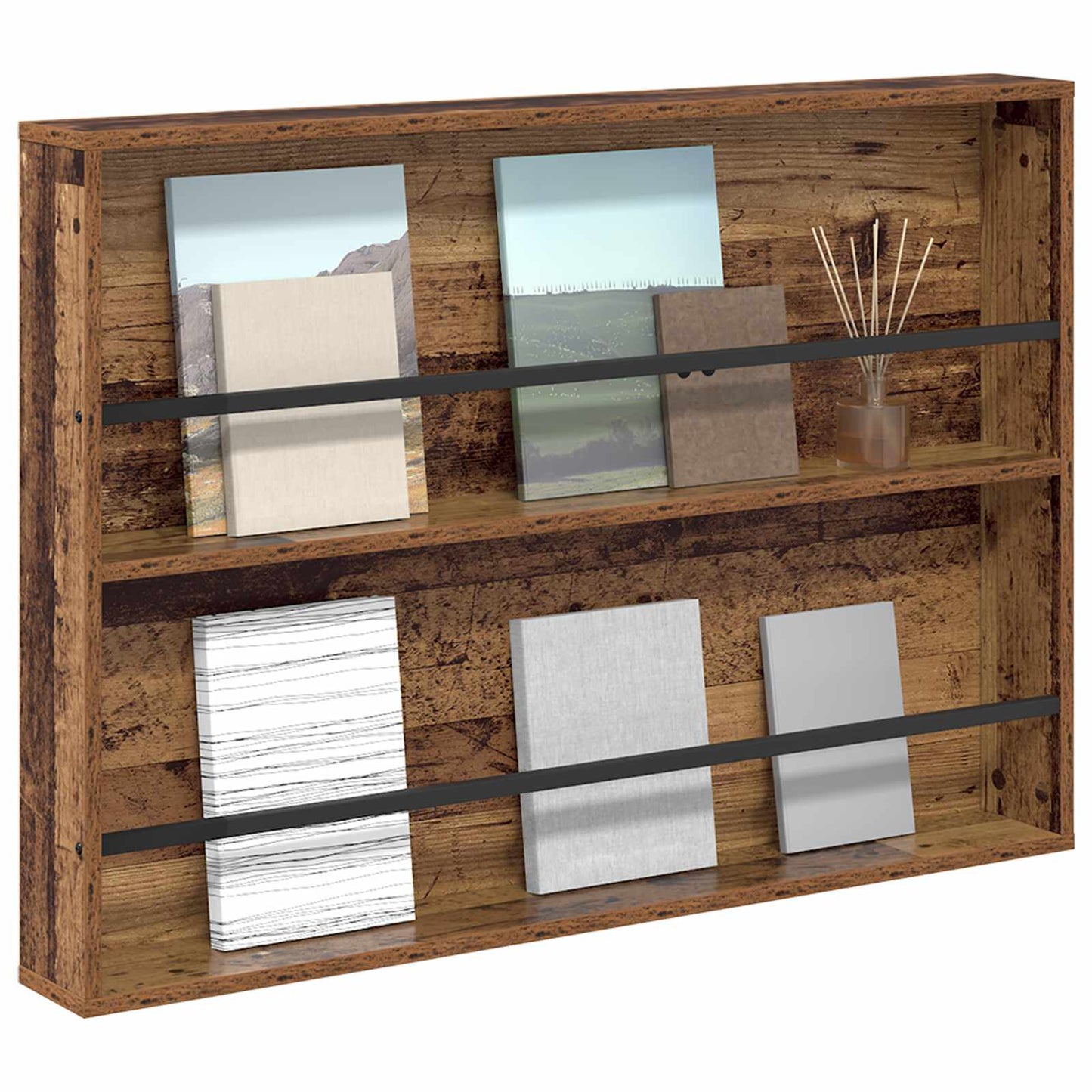 Magazin állvány polcokkal Öreg fa 100 x 12 x 70 cm Faanyag