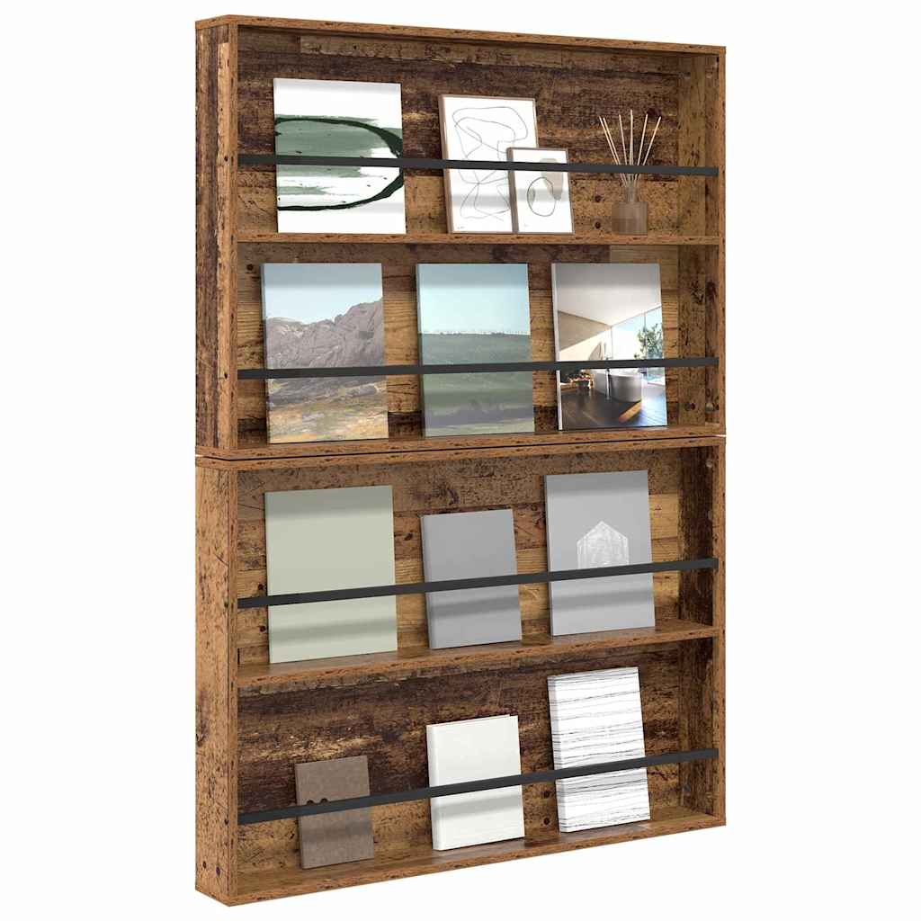 Magazin állvány 2 db Öreg fa 100 x 12 x 70 cm Szerelt Fa