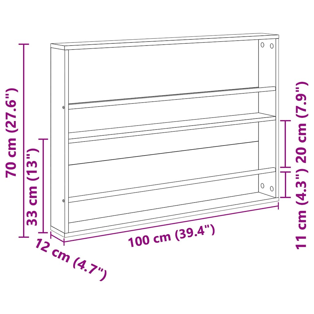 Magazin állvány 2 db Öreg fa 100 x 12 x 70 cm Szerelt Fa