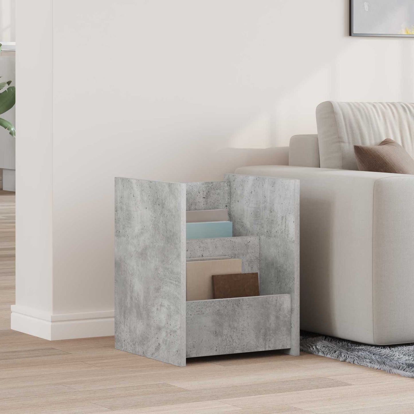 Magazin állvány Beton Szürke 35 x 35 x 45 cm Szerelt Fa