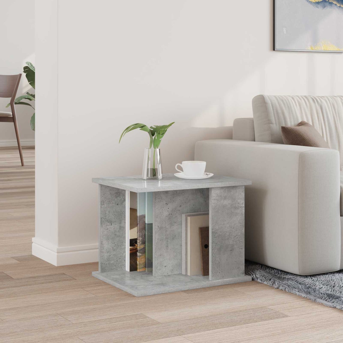 Magazin állvány Beton Szürke 35 x 35 x 45 cm Szerelt Fa