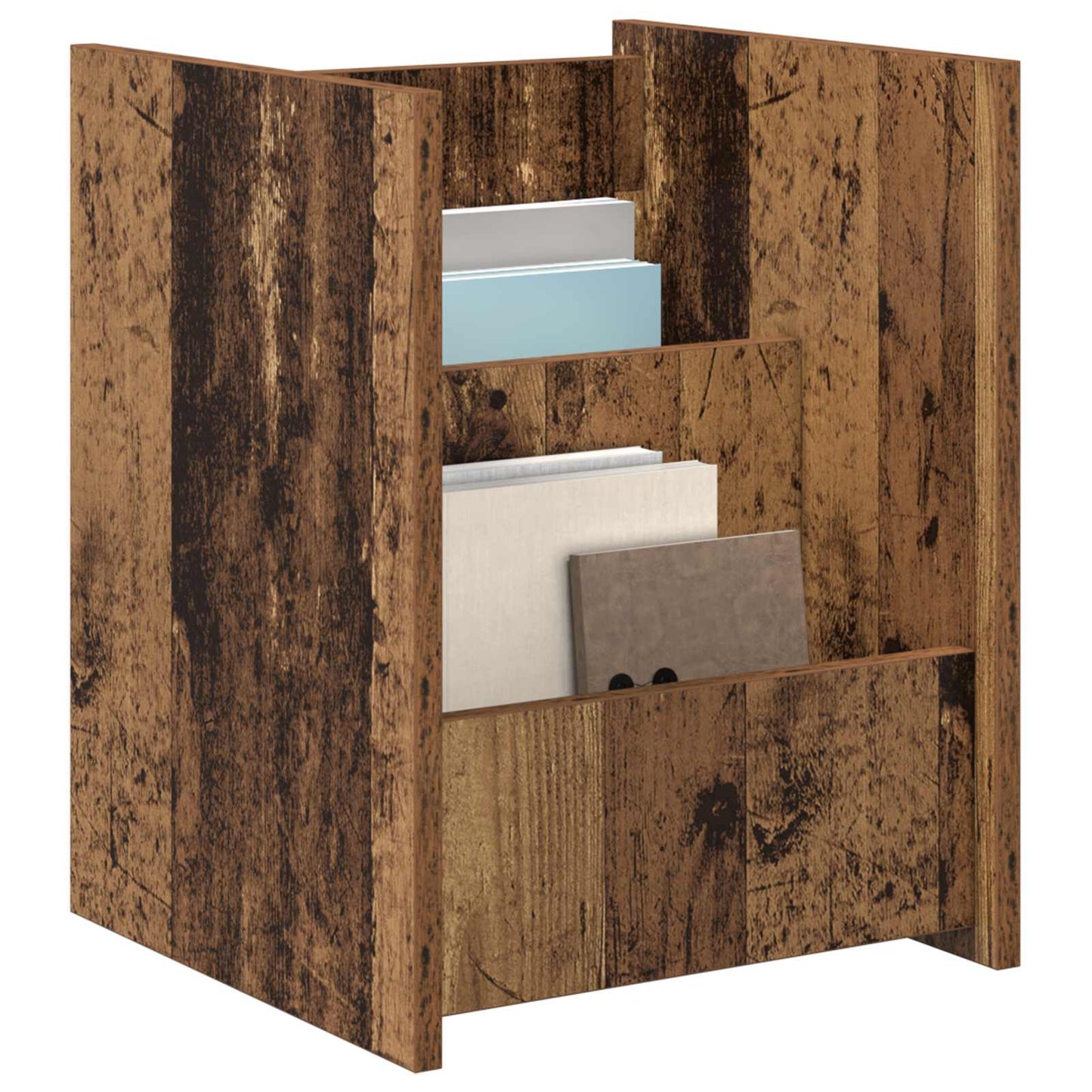 Magazin állvány polcokkal Öreg fa 35 x 35 x 45 cm Faanyag