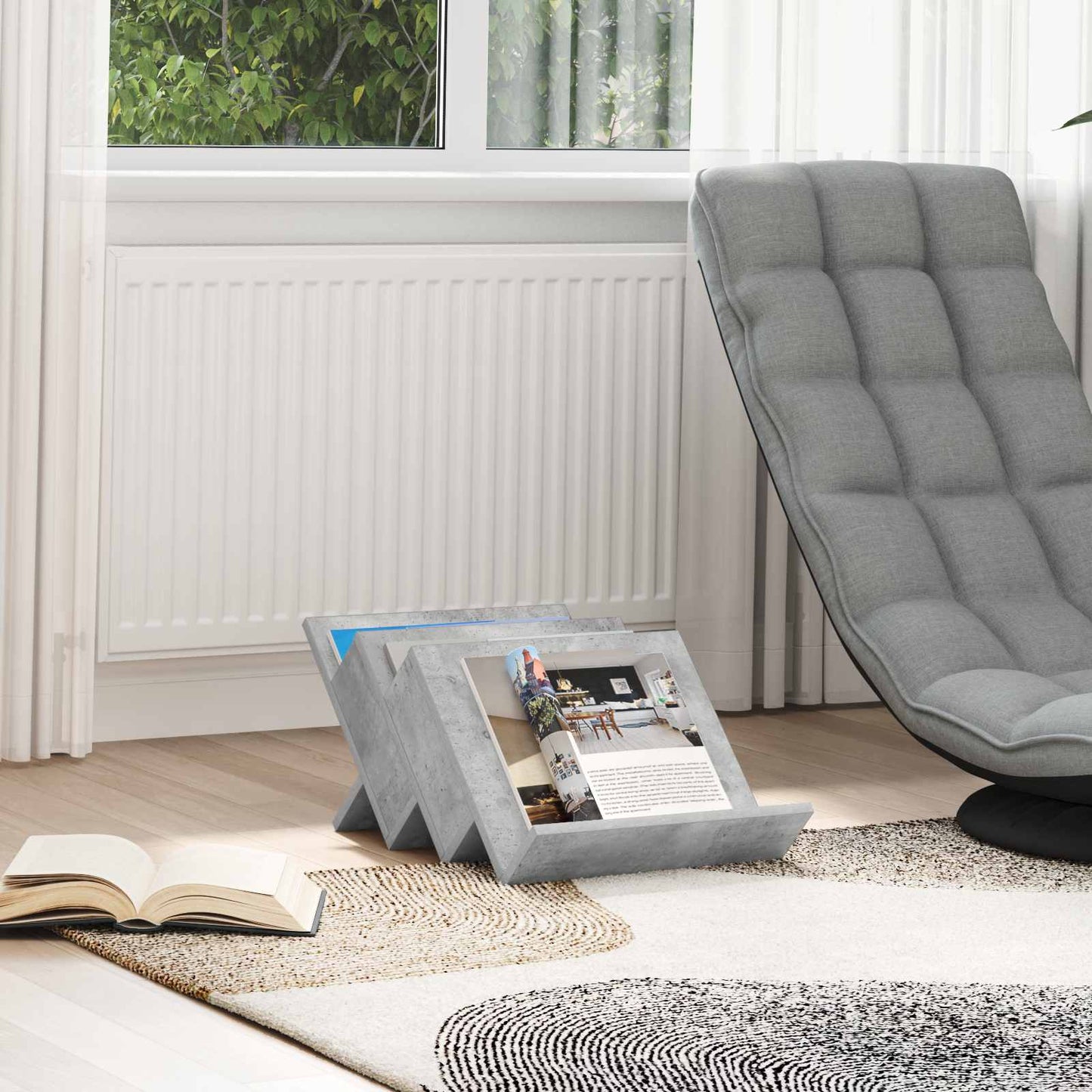 Magazin állvány Beton Szürke 53 x 40 x 28,5 cm Szerelt Fa