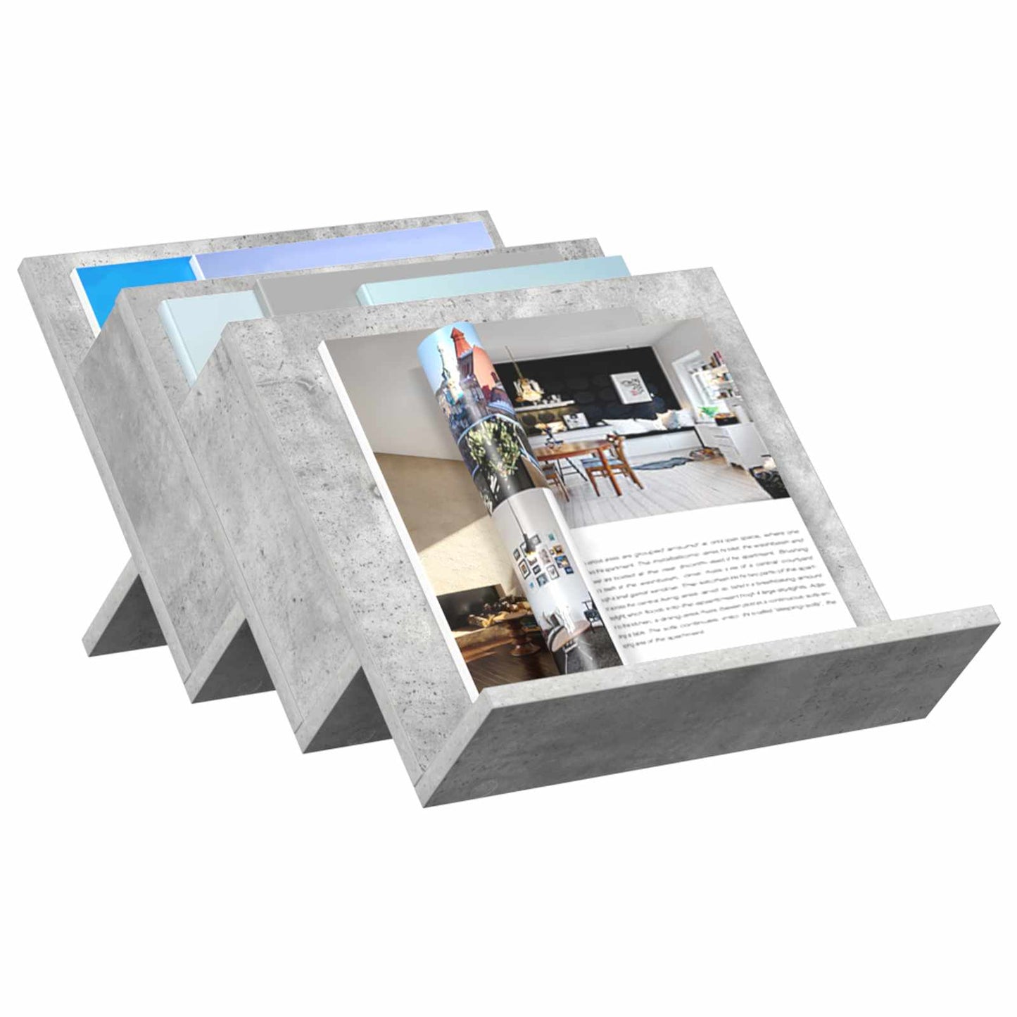 Magazin állvány Beton Szürke 53 x 40 x 28,5 cm Szerelt Fa