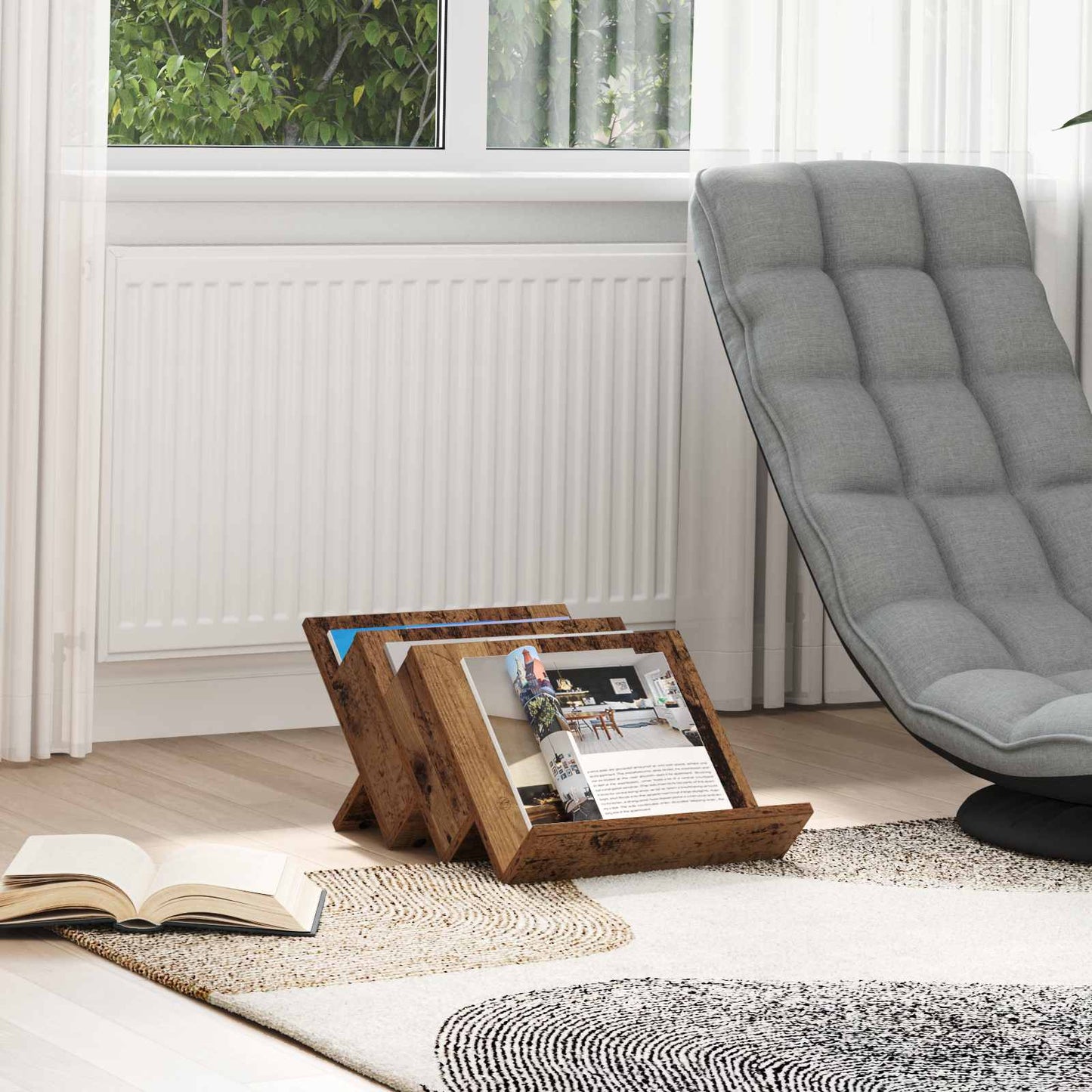 Magazin állvány polcokkal Öreg fa 53 x 40 x 28,5 cm Szerelt Fa