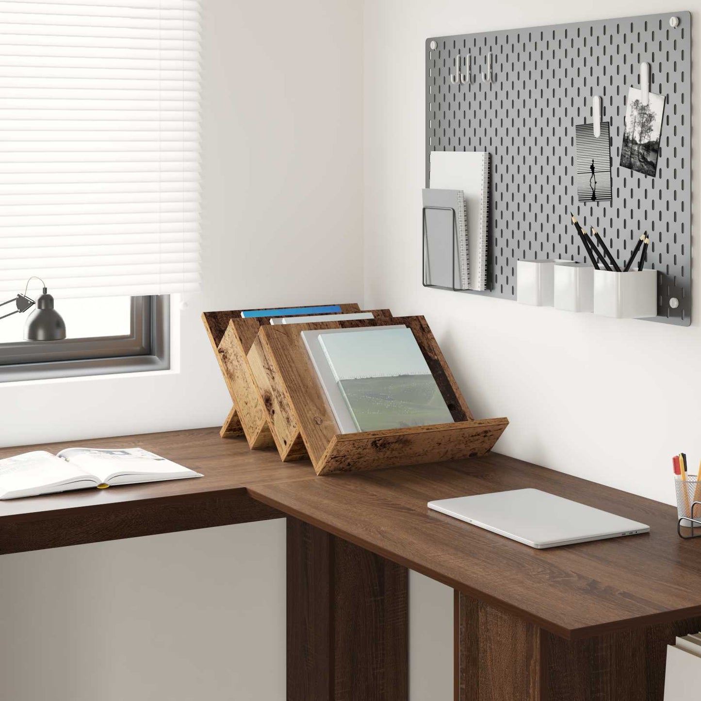 Magazin állvány polcokkal Öreg fa 53 x 40 x 28,5 cm Szerelt Fa