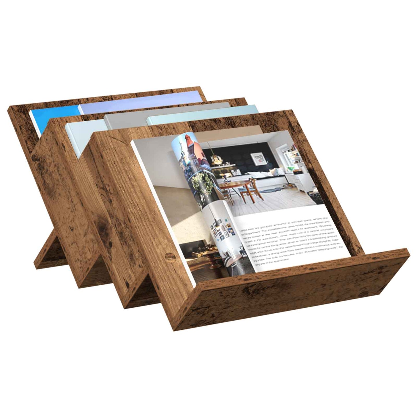 Magazin állvány polcokkal Öreg fa 53 x 40 x 28,5 cm Szerelt Fa