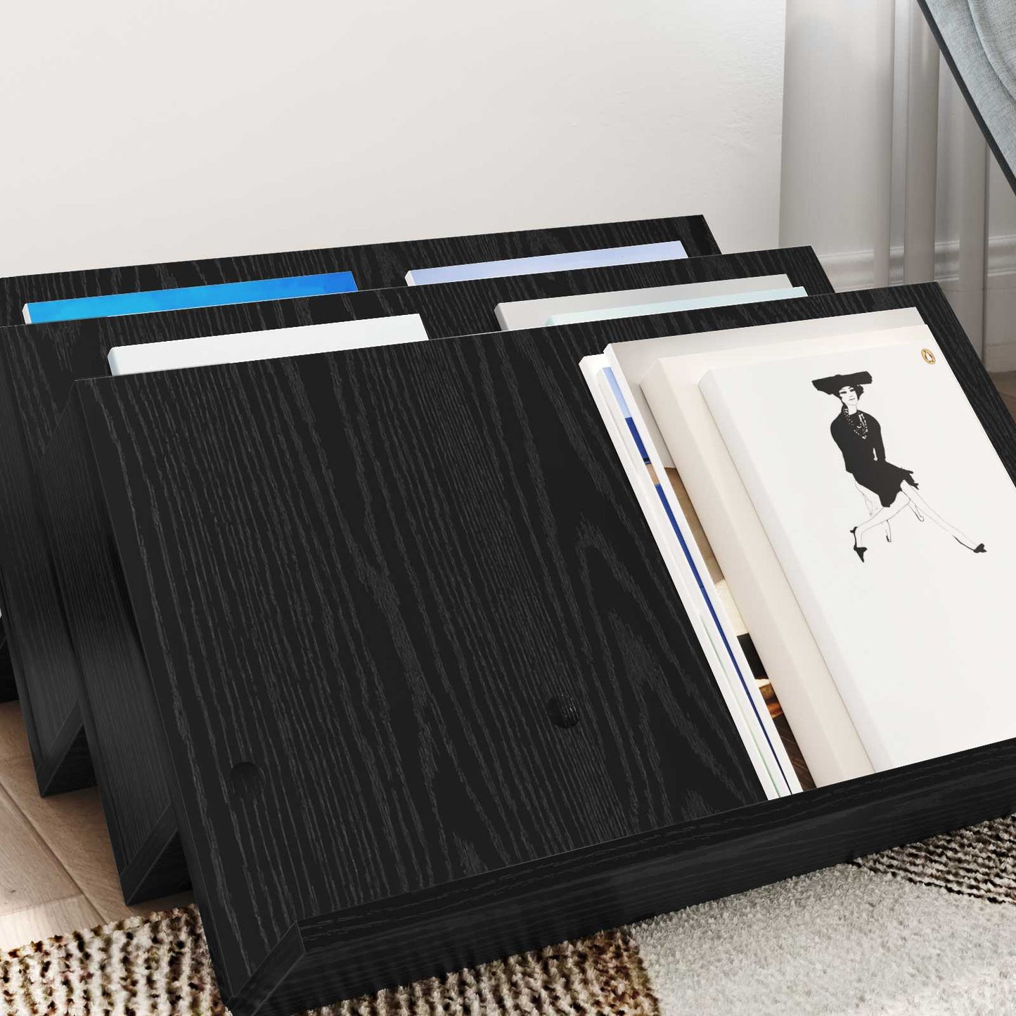 Magazin állvány Fekete tölgy 65 x 53 x 28,5 cm Szerelt Fa