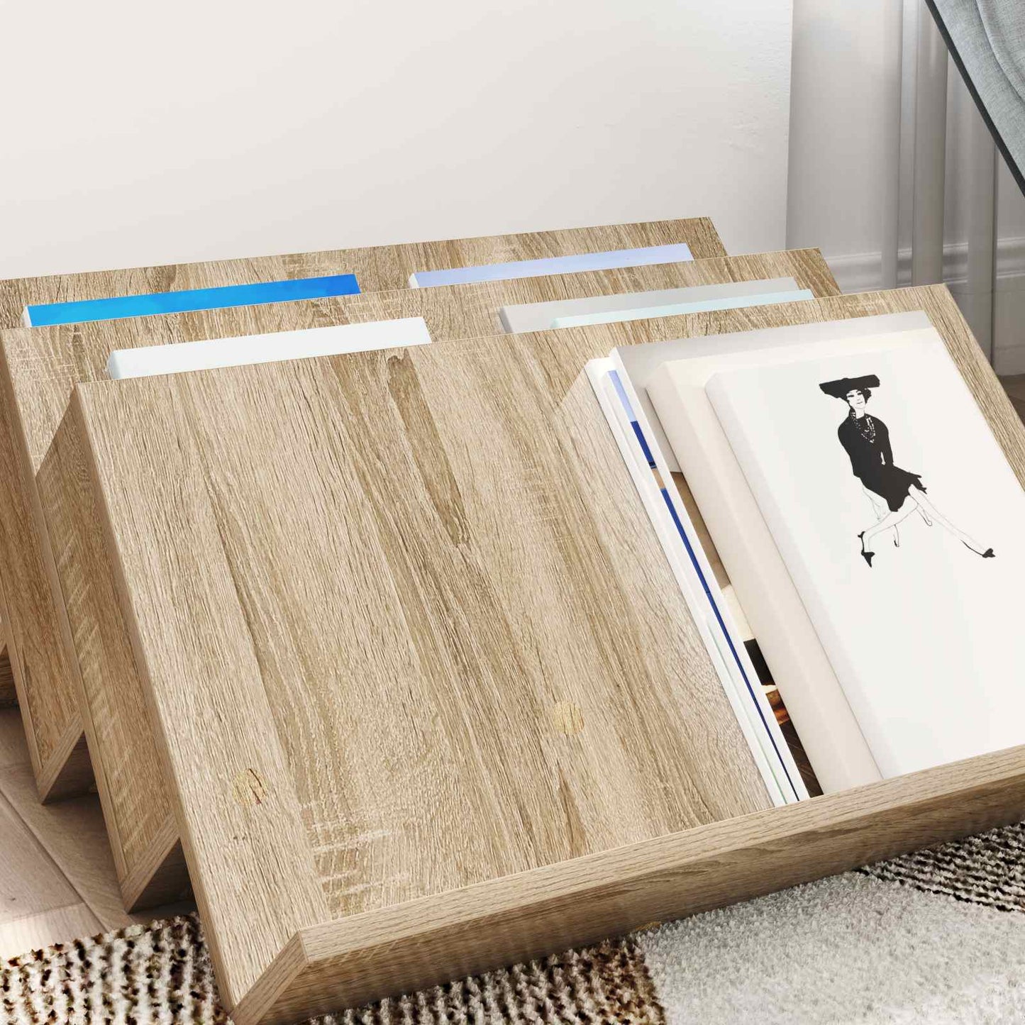 Magazin állvány Sonoma tölgy 65 x 53 x 28,5 cm Szerelt Fa