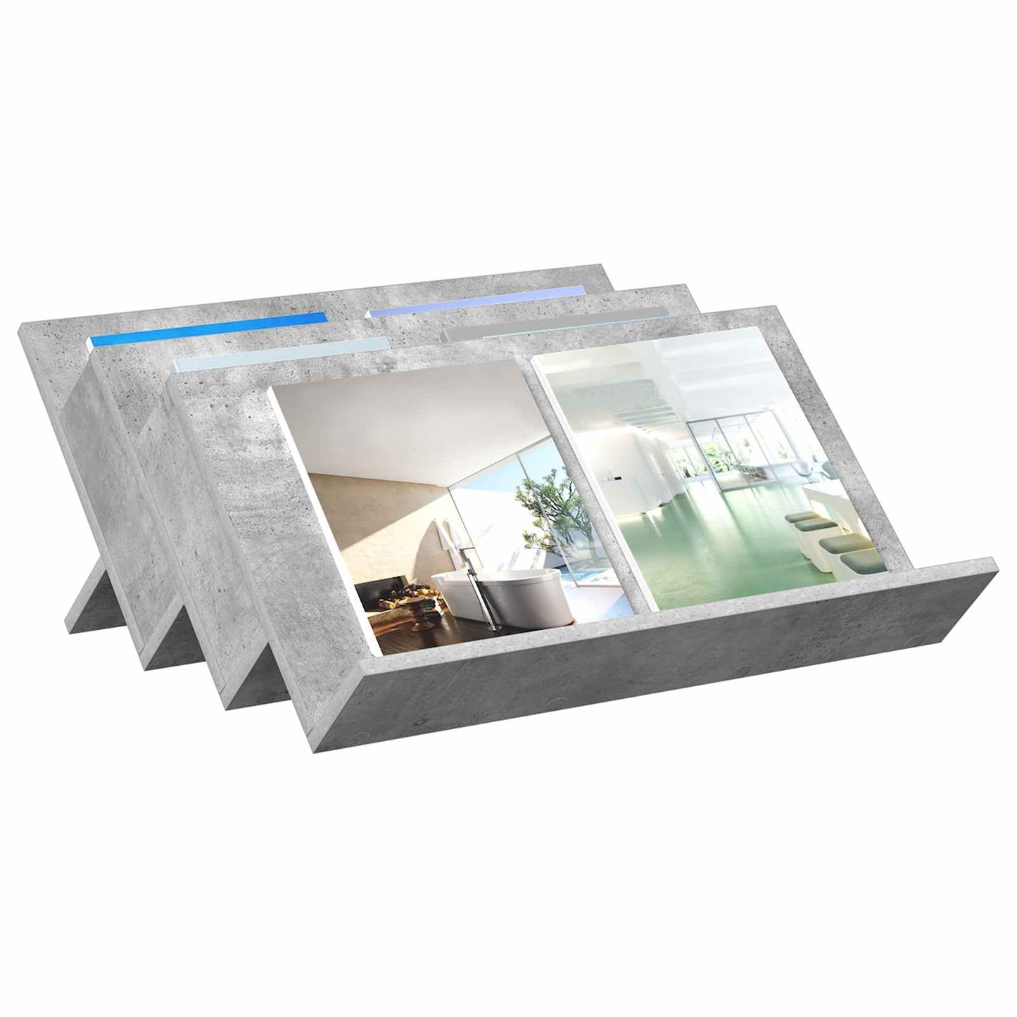 Magazin állvány Beton Szürke 65 x 53 x 28,5 cm Szerelt Fa