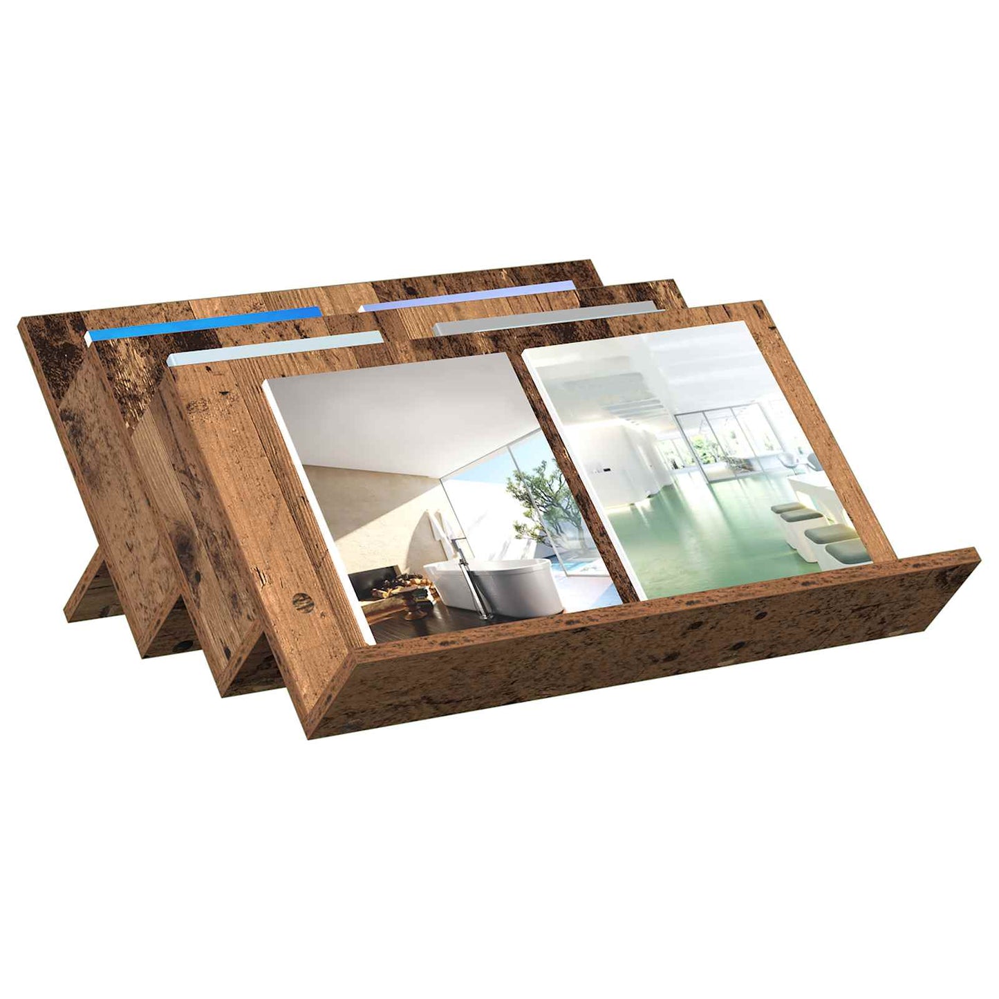 Magazin állvány polcokkal Öreg fa 65 x 53 x 28,5 cm Szerelt Fa