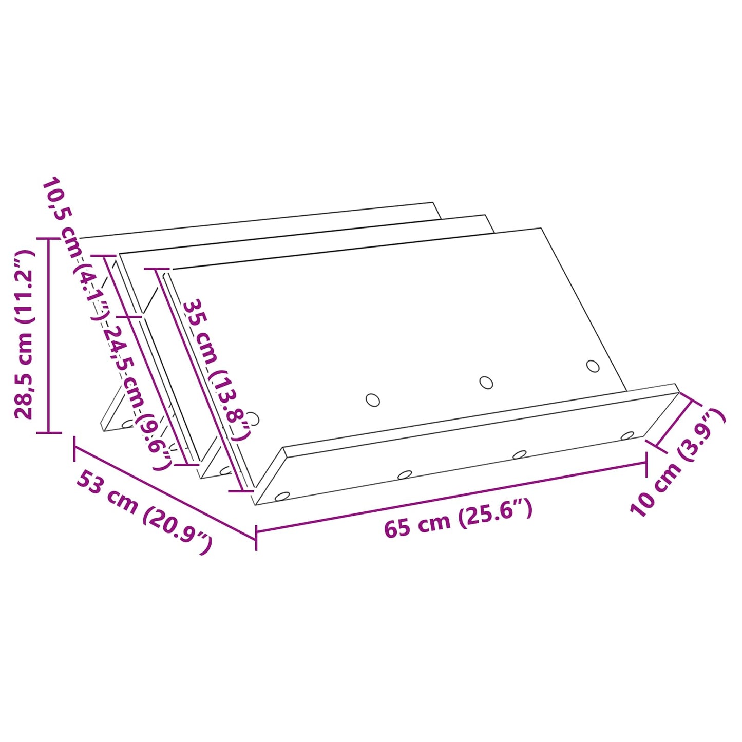 Magazin állvány polcokkal Öreg fa 65 x 53 x 28,5 cm Szerelt Fa