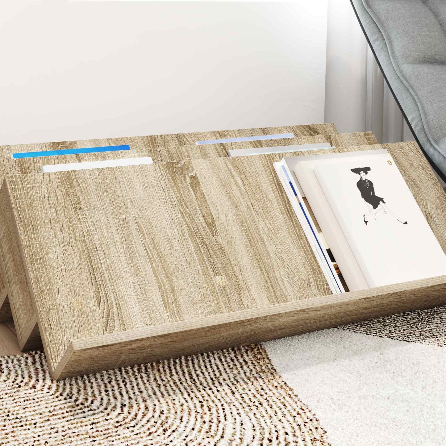 Magazin állvány Sonoma tölgy 90 x 53 x 28,5 cm Szerelt Fa