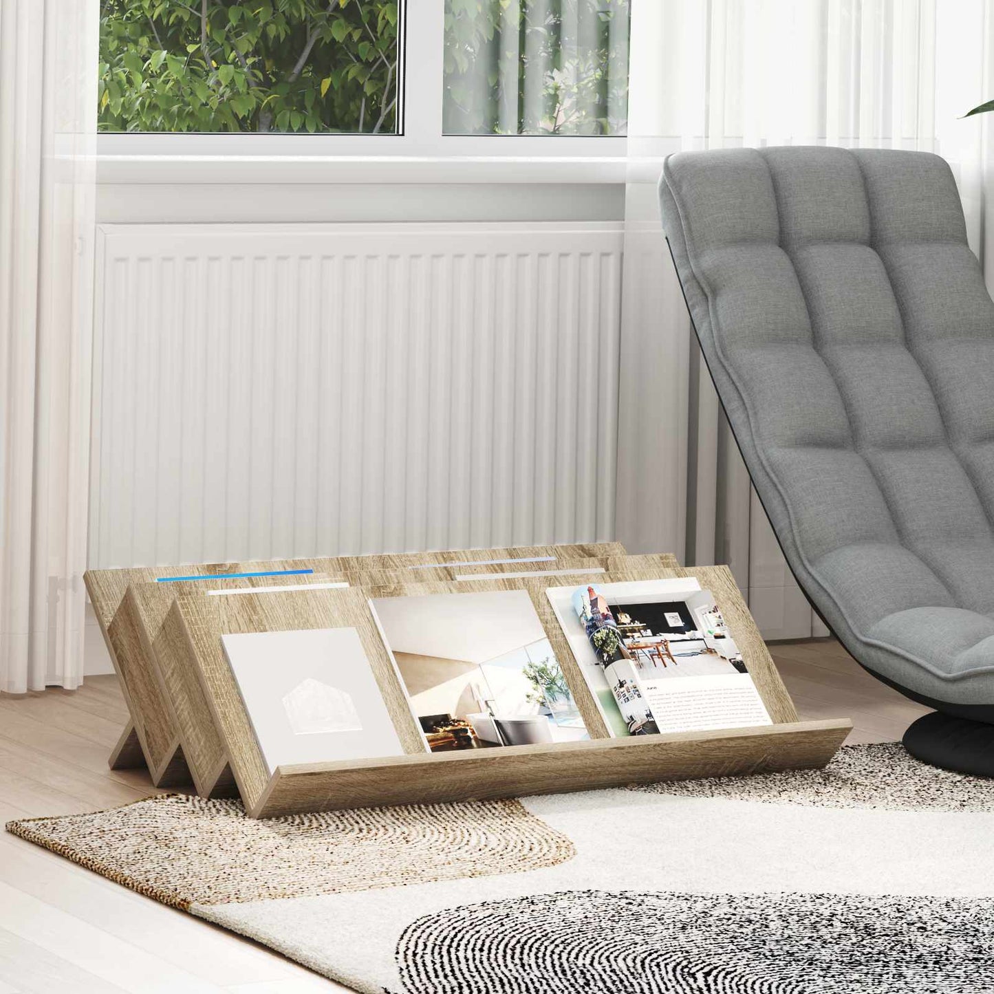 Magazin állvány Sonoma tölgy 90 x 53 x 28,5 cm Szerelt Fa
