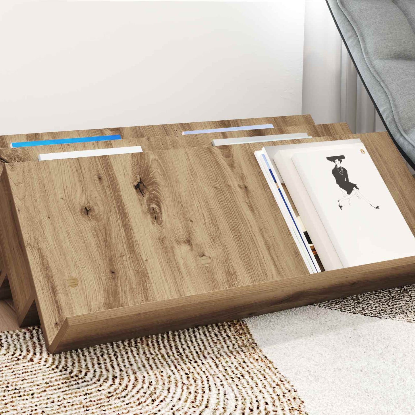 Magazin állvány Artisan tölgy 90 x 53 x 28,5 cm Szerelt Fa