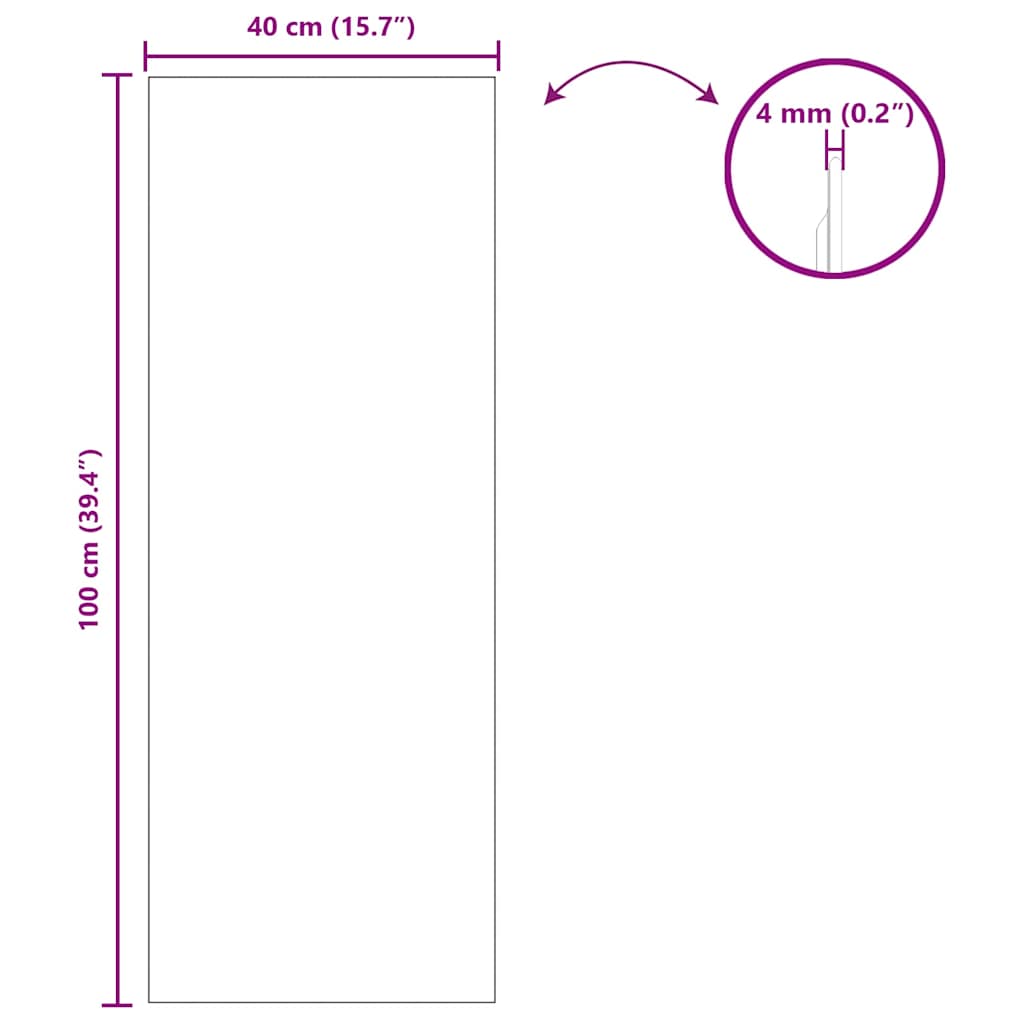 Fali tükör Négyszögletes 40 x 100 cm edzett üveg