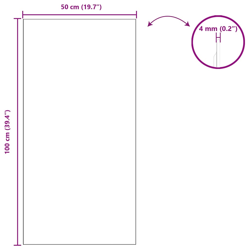 Fali tükör Négyszögletes 50 x 100 cm edzett üveg