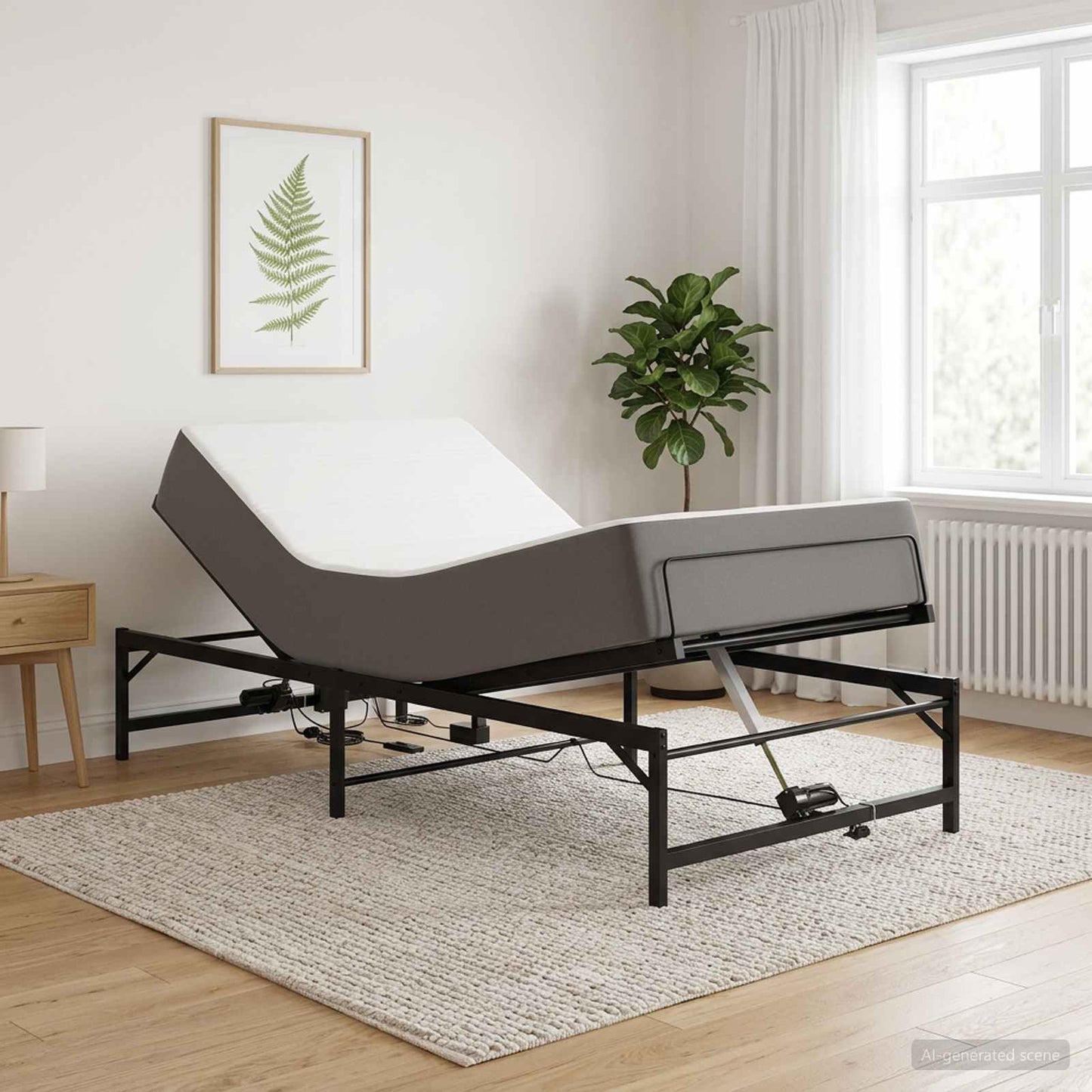 Elektromosan Állítható Ágykeret Fekete 80 x 200 cm Acél