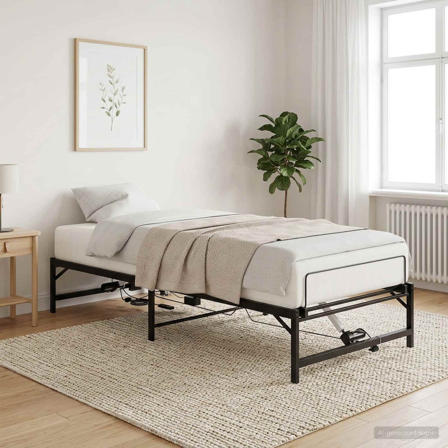 Elektromosan Állítható Ágykeret Fekete 90 x 190 cm Acél