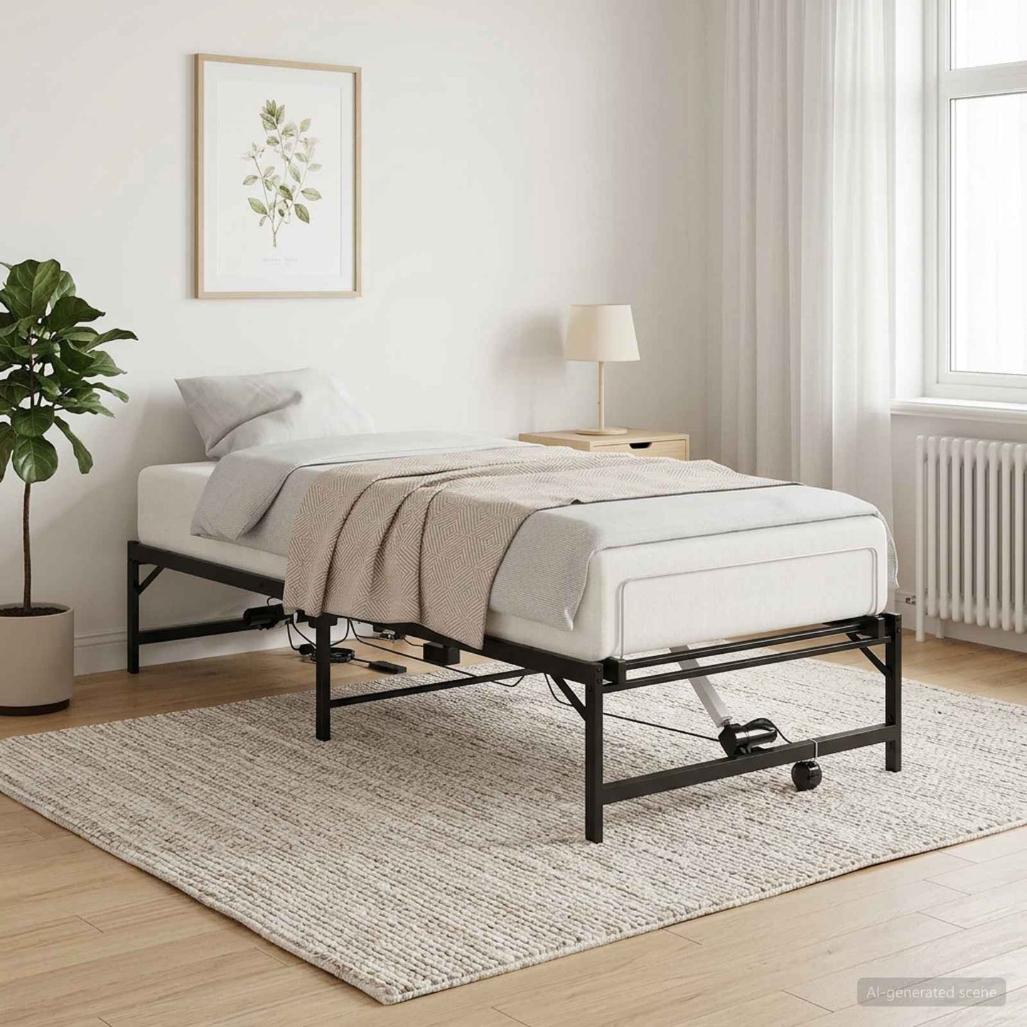 Elektromosan Állítható Ágykeret Fekete 90 x 200 cm Acél